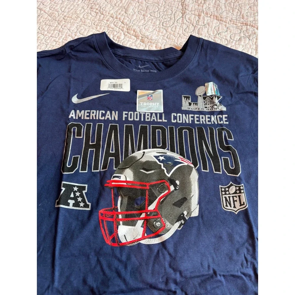 Nike New England Patriots AFC Champions Super Bowl LIII T-Shirt Navy Blue Large